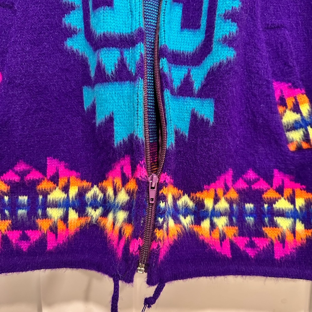 Beautiful Wool Zip Up Sweater - handcrafted Ecuador - Picture 5 of 6